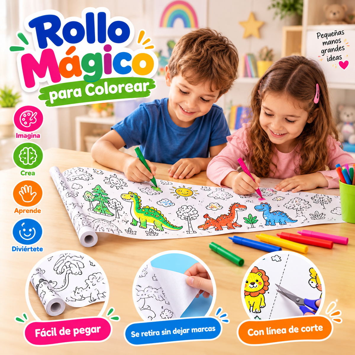 🎨 Rollo Mágico para Colorear – Papel Adhesivo Infantil