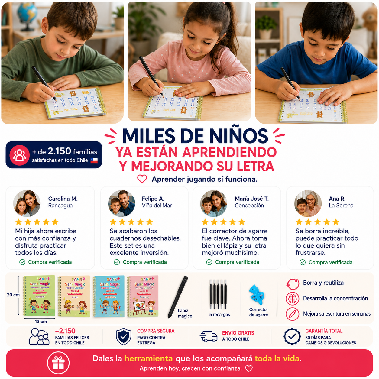 Set 4 Cuadernos Mágicos Montessori Reutilizables