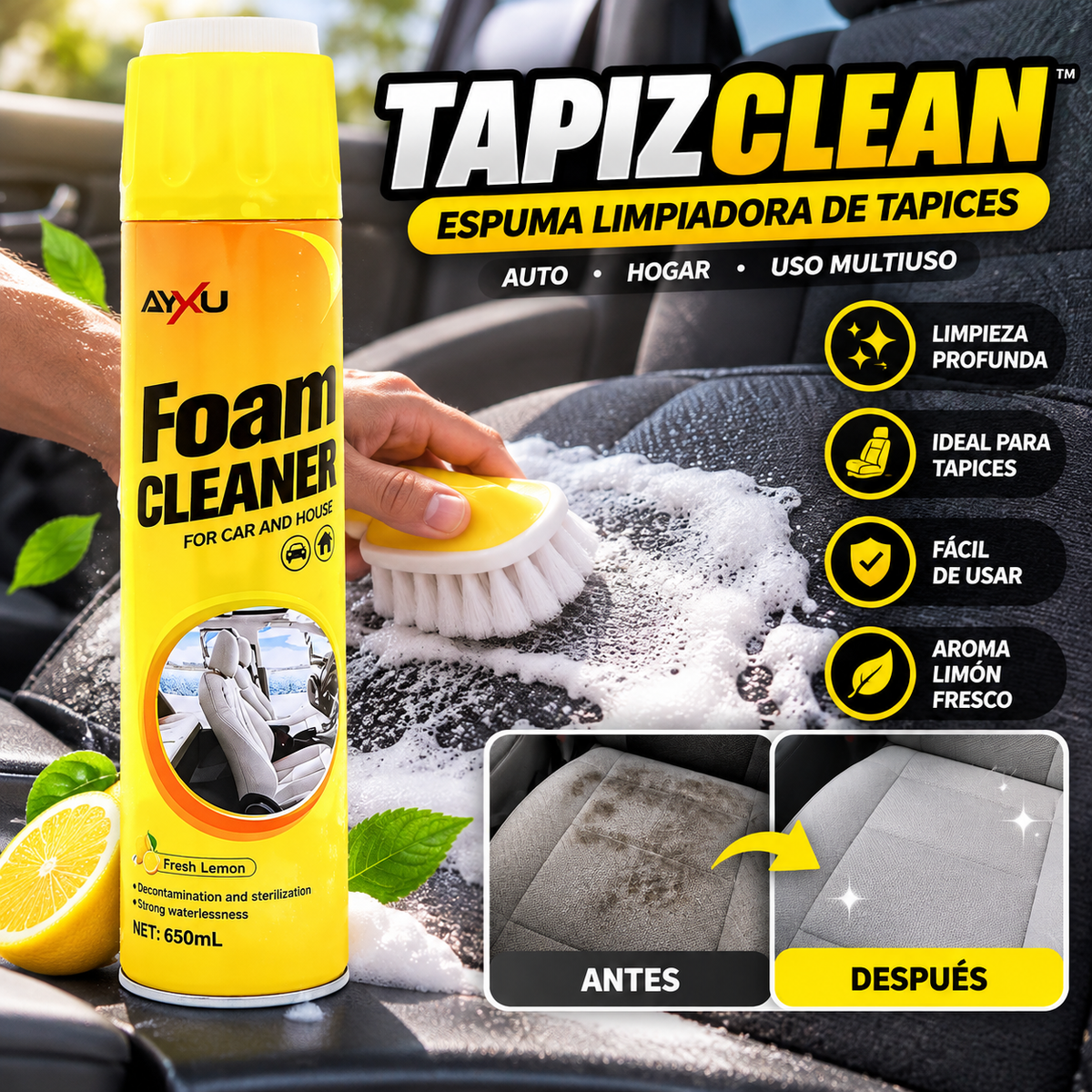 TapizClean™ — Espuma Limpiadora de Tapices