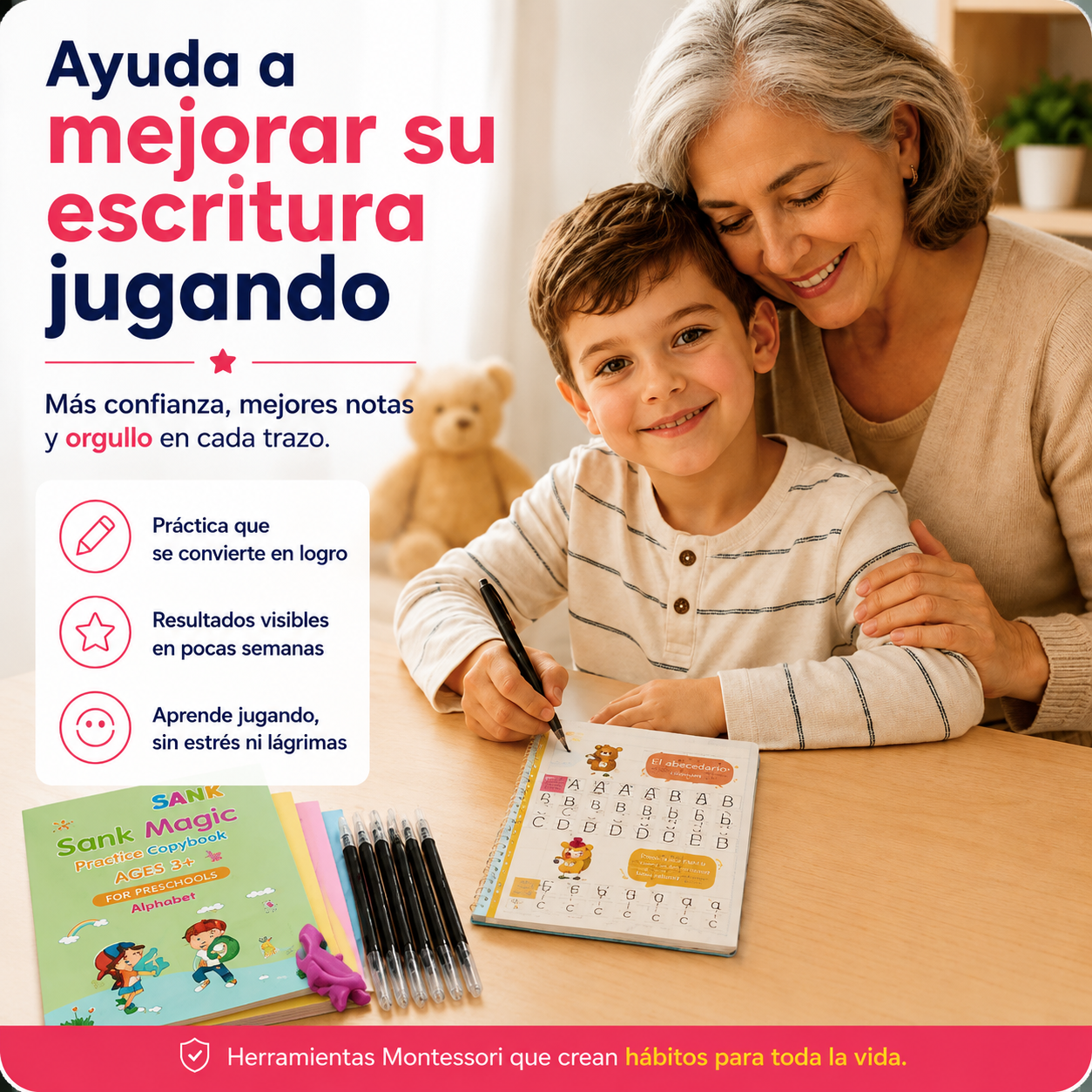 Set 4 Cuadernos Mágicos Montessori Reutilizables