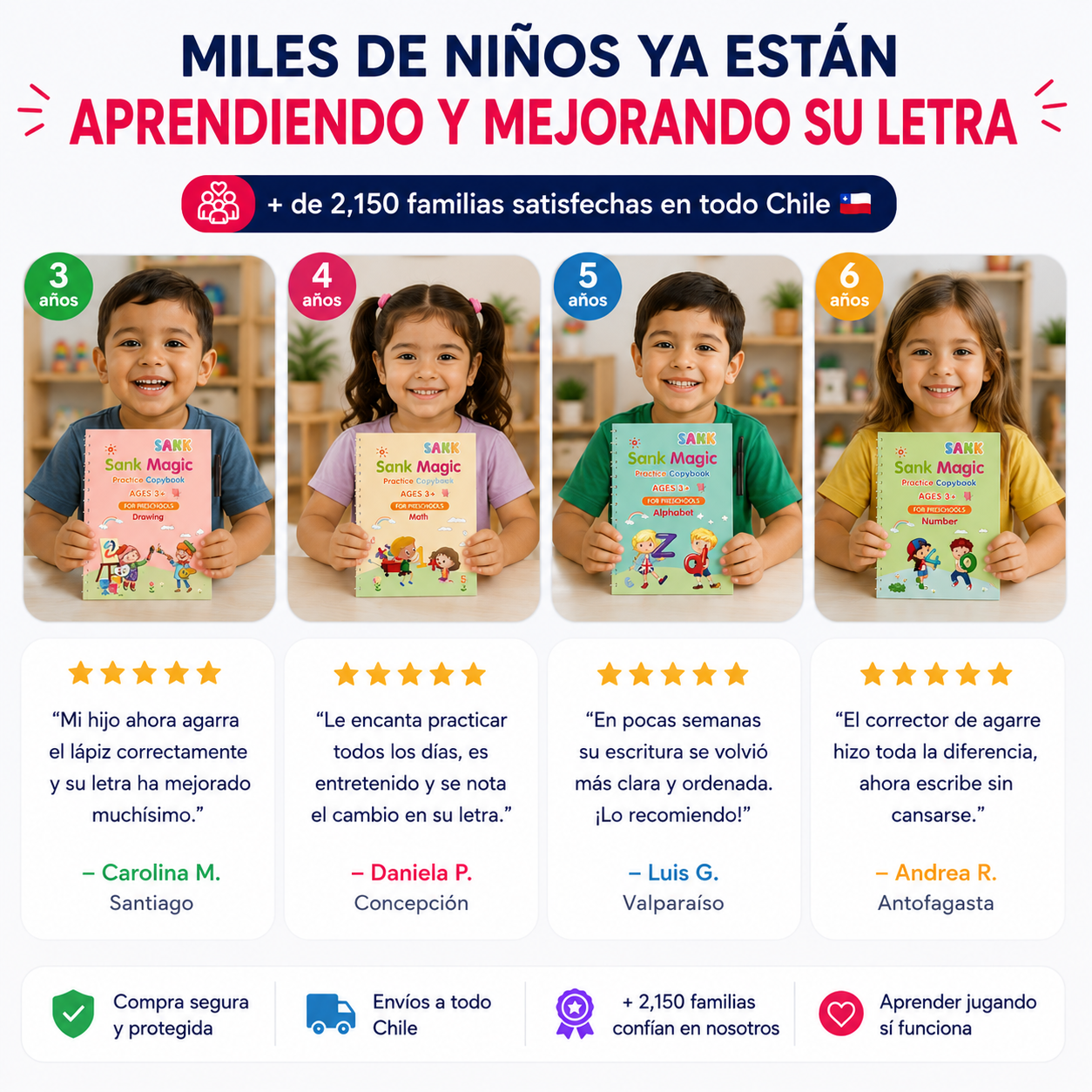Set 4 Cuadernos Mágicos Reutilizables