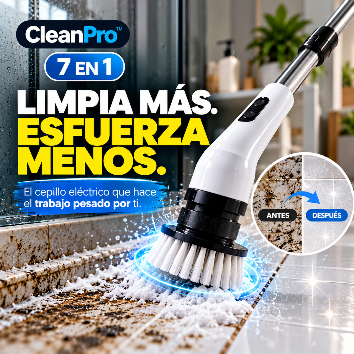 CleanPro™ 7 en 1 — Cepillo Eléctrico Recargable