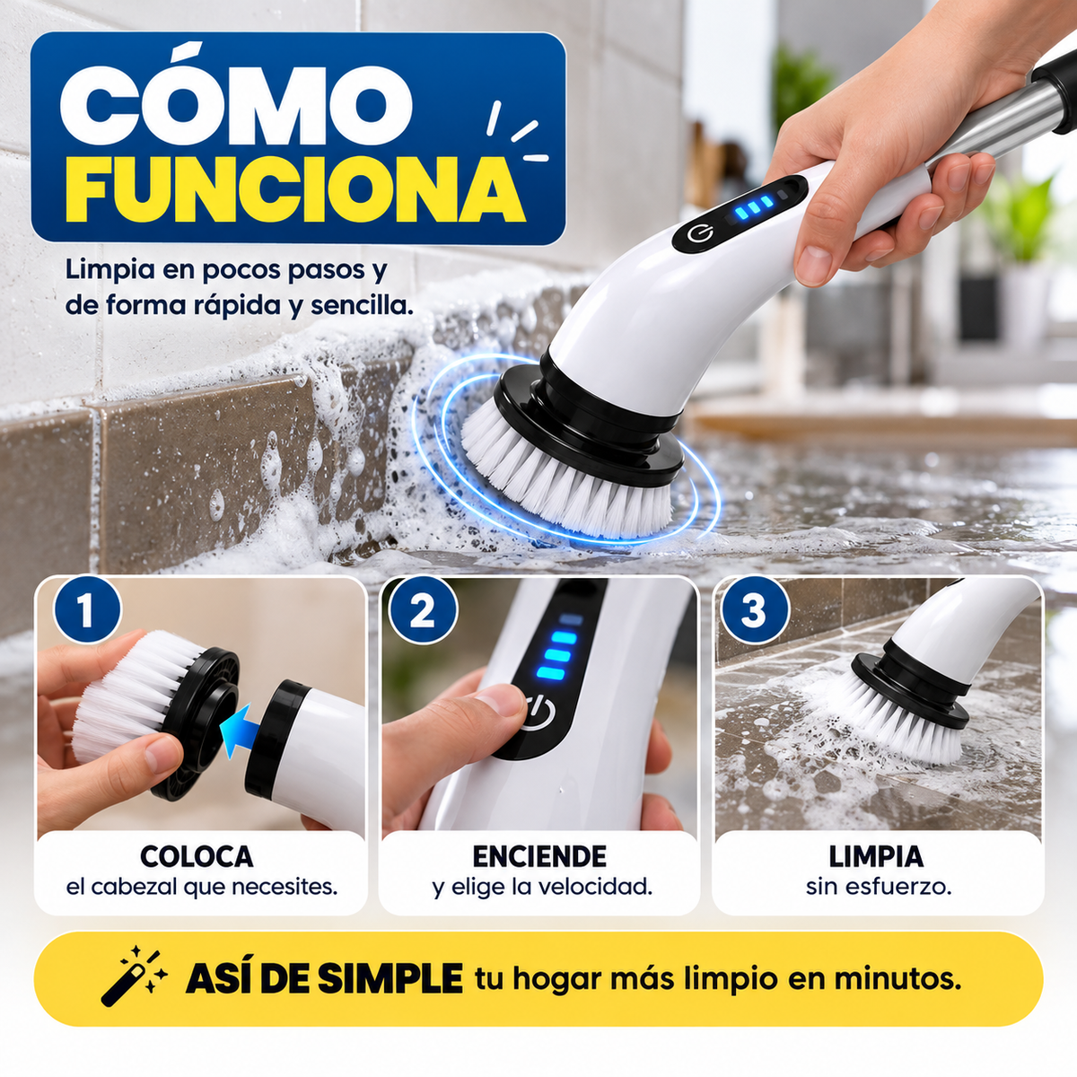 CleanPro™ 7 en 1 — Cepillo Eléctrico Recargable