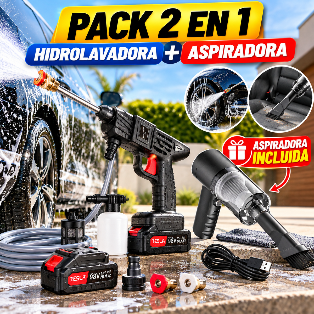 Pack 2 en 1™ — Hidrolavadora + Aspiradora