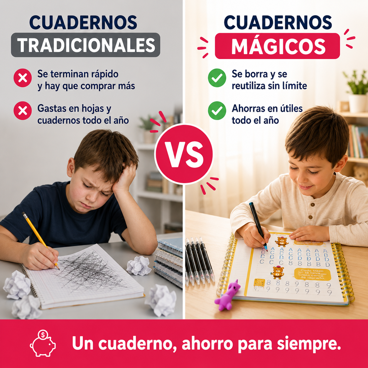 Set 4 Cuadernos Mágicos - Borra y Repite