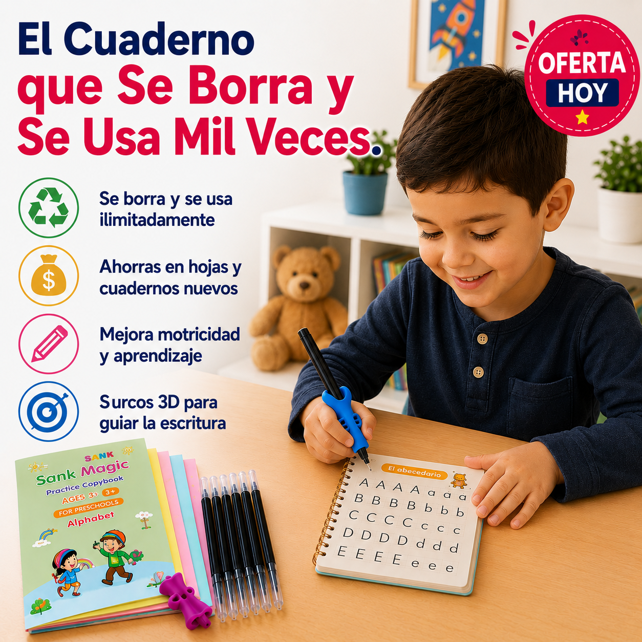 Set 4 Cuadernos Mágicos - Borra y Repite