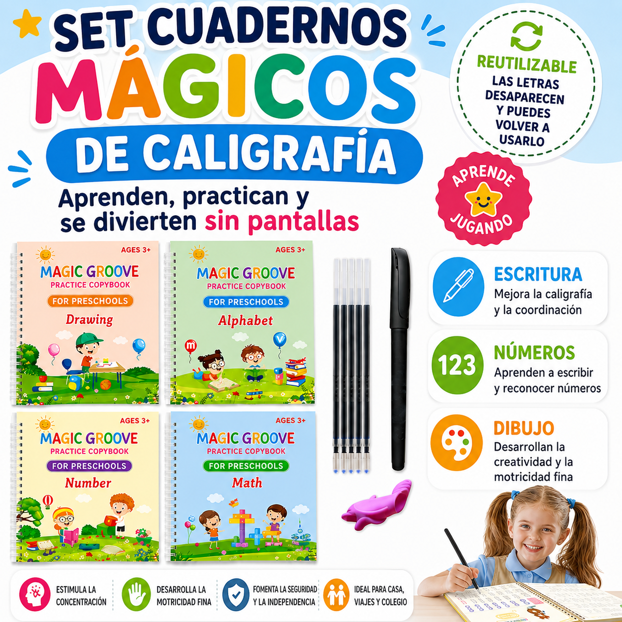 Set Cuaderno Magic Caligrafía