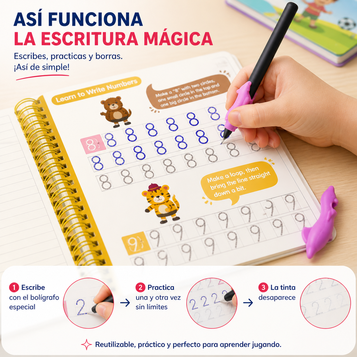 Set 4 Cuadernos Mágicos Montessori Reutilizables