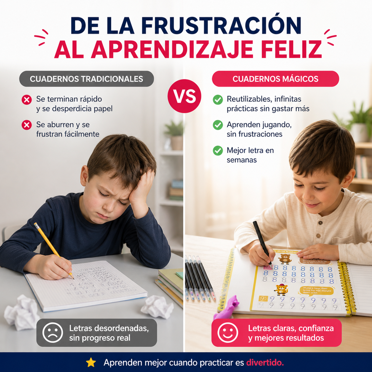 Set 4 Cuadernos Mágicos Montessori Reutilizables