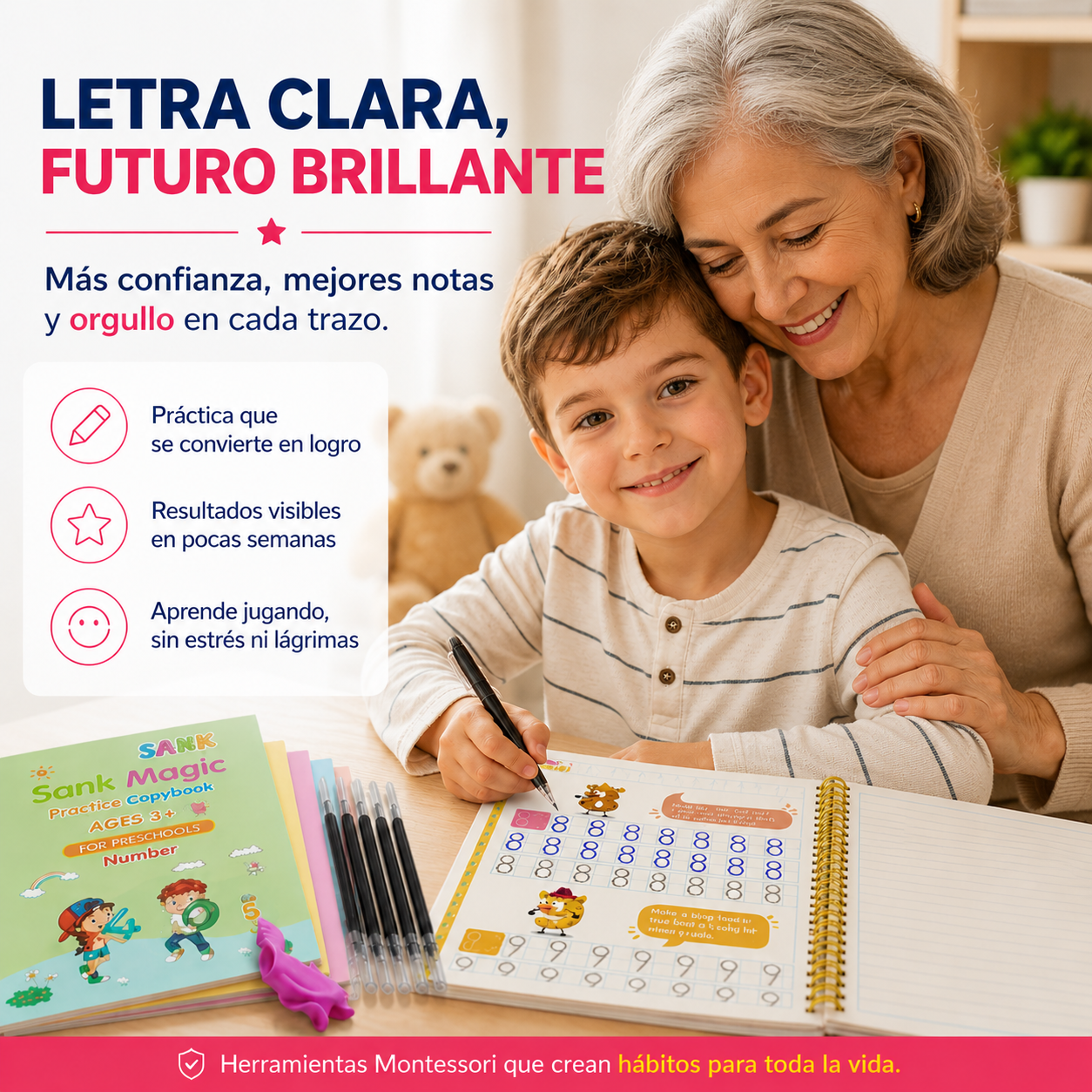 Set 4 Cuadernos Mágicos Montessori Reutilizables